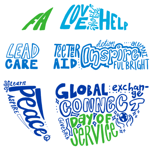 Fulbright Association Global Day of Service illustrated word art